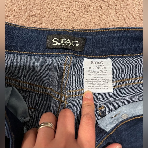 STAG Dark Blue Tall Straight Cut Denim Jeans - Picture 2 of 8